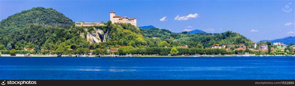 beautiful lakes of Italy - Scenic Lago Maggiore, view of Rocca di Angera