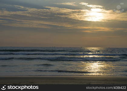 Beautiful landscape a sunset the Arabian Sea in Goa India