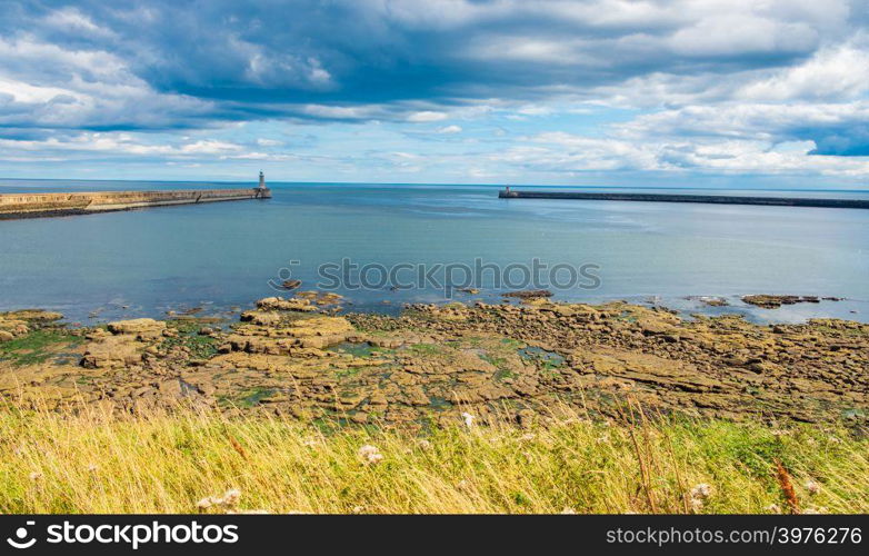 Beautiful landscape around Tynemouth Piers and lighthouses, Tynemouth, UK