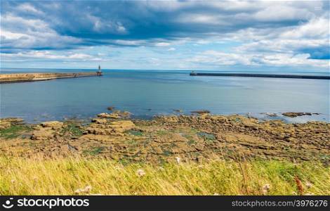 Beautiful landscape around Tynemouth Piers and lighthouses, Tynemouth, UK