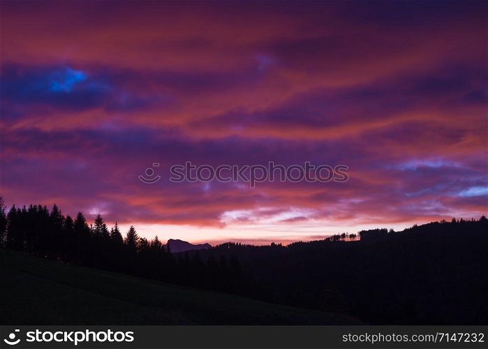 beautiful landscape - bright sunrise in the mountains of austria