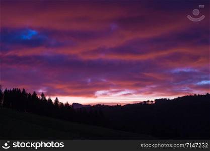 beautiful landscape - bright sunrise in the mountains of austria