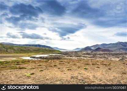 beautiful landscape desert and mountain with blue sky, Iceland. beautiful landscape desert and mountain, Iceland