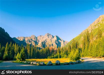 beautiful landscape high mountains of the Tatra Mountains on the. beautiful landscape high mountains of the Tatra Mountains on the territory of Poland, shooting at dawn