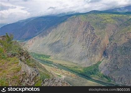 Beautiful landscape high stone mountains Altai Russia