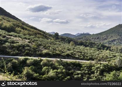 Beautiful landscape in Spain with dramatic view of Cantabrian Mountains