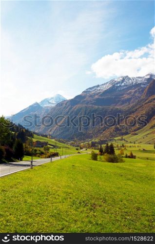 beautiful landscape. mountain road in the austria. autumn