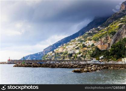 beautiful landscape of amalfi coast mediterranean sea south italy important traveling destination in europe