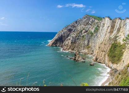 Beautiful landscape of beach of silence or playa del silencio in Asturias, Spain