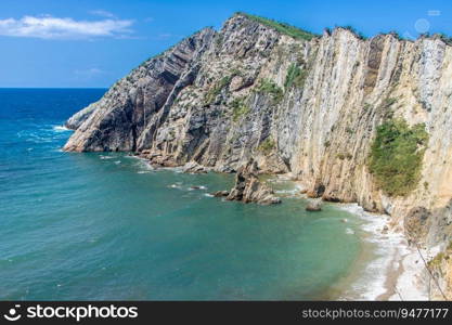 Beautiful landscape of beach of silence or playa del silencio in Asturias, Spain