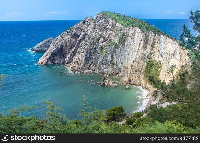 Beautiful landscape of beach of silence or playa del silencio in Asturias, Spain