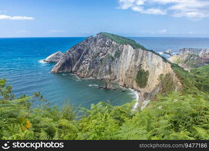 Beautiful landscape of beach of silence or playa del silencio in Asturias, Spain