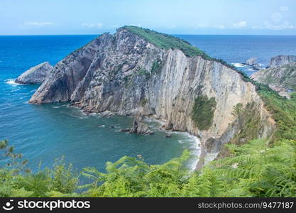 Beautiful landscape of beach of silence or playa del silencio in Asturias, Spain