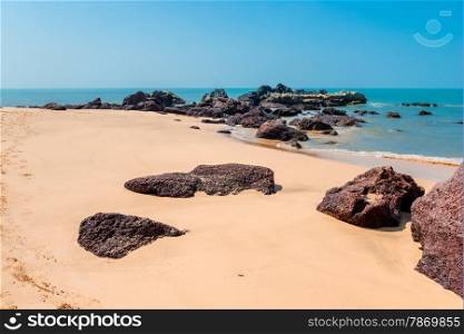beautiful landscape of beach with sand and stones