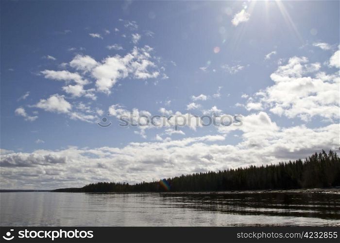 Beautiful landscape of blue sky and lake