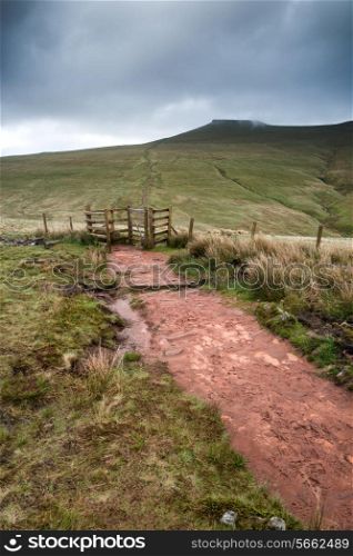 Beautiful landscape of Brecon Beacons National Park with dramatic sky