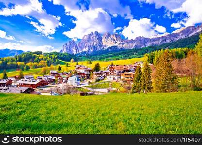 Beautiful landscape of Cortina d' Ampezzo in Dolomites Alps view, Veneto region of Italy