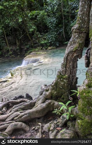 Beautiful landscape of Erawan falls at the national park of Kanchanaburi province, Thailand