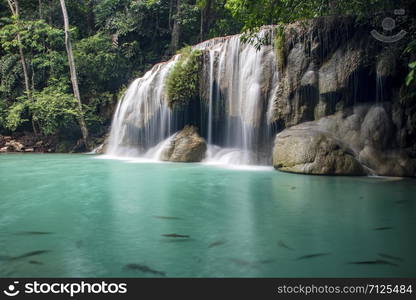 Beautiful landscape of Erawan falls at the national park of Kanchanaburi province, Thailand