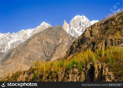 beautiful Landscape of Hunza Valley in Autumn season. Northern Area of Pakistan