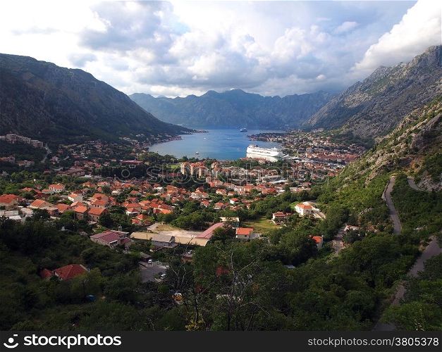 Beautiful landscape of Kotor bay (Boka Kotorska) near the town of Kotor, Montenegro, Europe. Kotor Bay is a UNESCO World Heritage Site.