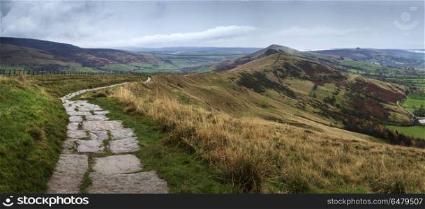 Beautiful landscape of Mam Tor and Lose Hill in Peak District du. Landscapes. Landscape of Mam Tor and Lose Hill in Peak District during Autumn