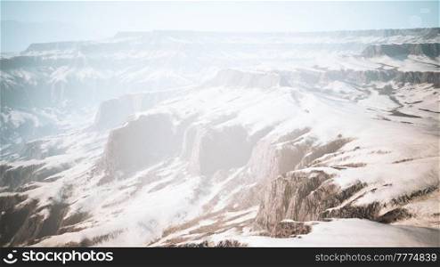 beautiful landscape of mountain range covered in snow