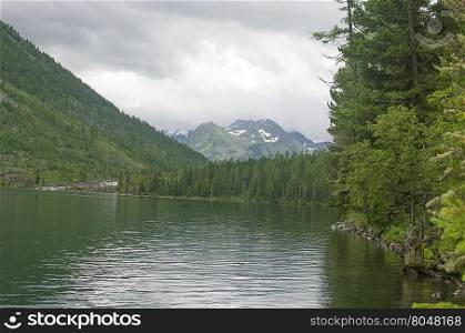 Beautiful landscape of mountains and river in the summer