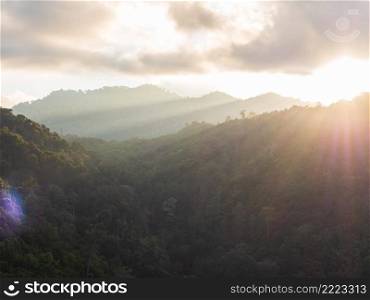 Beautiful landscape of mountains complex at viewpoint Chong Yen, Mae Wong National Park, K&haeng Phet, Thailand