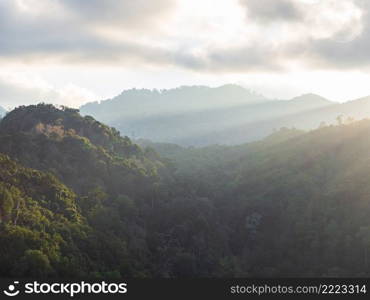 Beautiful landscape of mountains complex at viewpoint Chong Yen, Mae Wong National Park, K&haeng Phet, Thailand