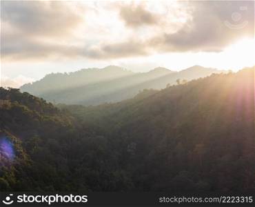 Beautiful landscape of mountains complex at viewpoint Chong Yen, Mae Wong National Park, K&haeng Phet, Thailand