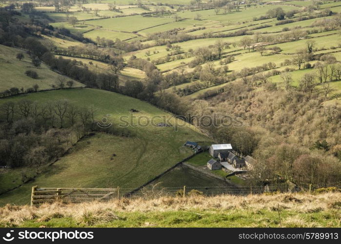 Beautiful landscape of Peak District in UK with famous stone walls