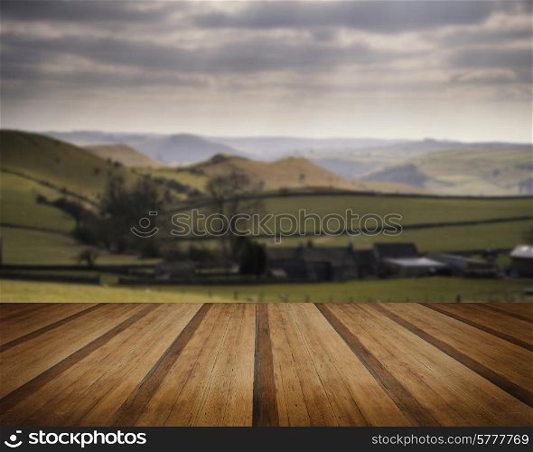 Beautiful landscape of Peak District in UK with famous stone walls concept image