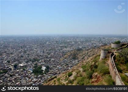 beautiful landscape of the city of Jaipur in India a view from a fort