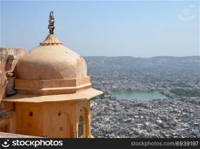 beautiful landscape of the city of Jaipur in India a view from a fort