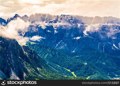 Beautiful landscape of the mountain of the Dolomites in sunny day of summer in South Tyrol, Italy