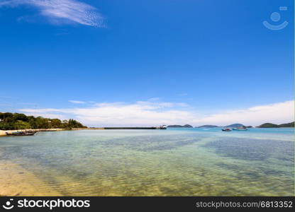 Beautiful landscape sea near bridge pier at beach of Laem Panwa Cape famous attractions in Phuket island, Thailand