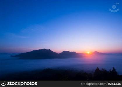 Beautiful landscape sunset nature background Mountains and sky