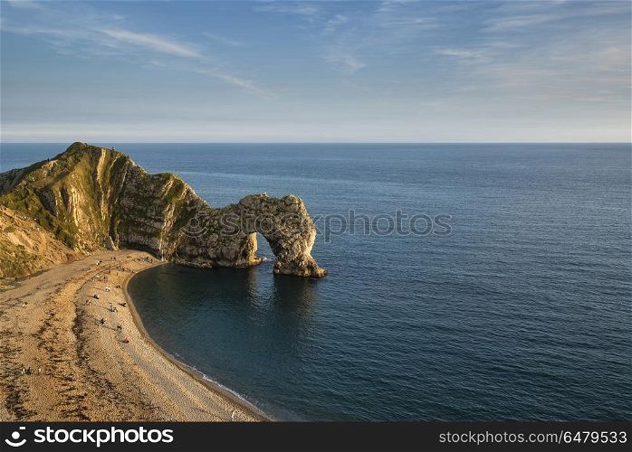 Beautiful landscape view of Durdle Door on the Jurassic Coast at. Seascapes. Landscape view of Durdle Door on the Jurassic Coast at sunset