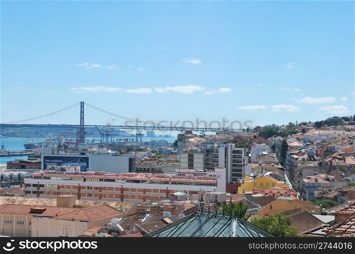 beautiful landscape view of Lisbon (25th April Bridge)
