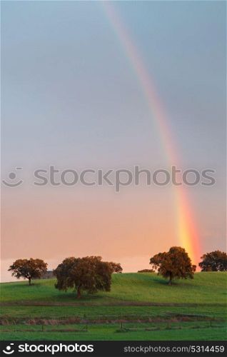 Beautiful landscape with a amazing rainbow