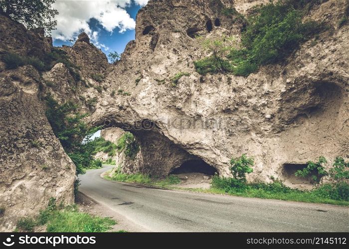 Beautiful landscape with road in mountains of Armenia. landscape with road in mountains