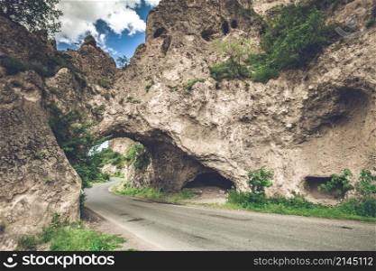 Beautiful landscape with road in mountains of Armenia. landscape with road in mountains