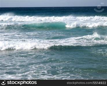 Beautiful landscape with waves breaking on the sea