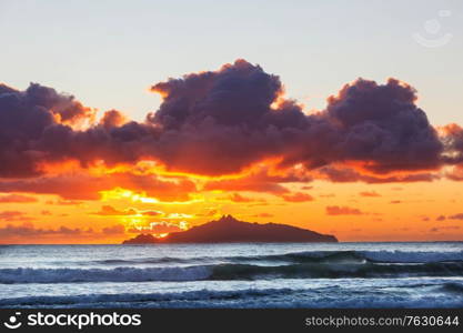 Beautiful landscapes it the Ocean Beach, New Zealand. Inspiring natural and travel background