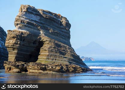 Beautiful landscapes it the Ocean Beach, New Zealand. Inspiring natural and travel background