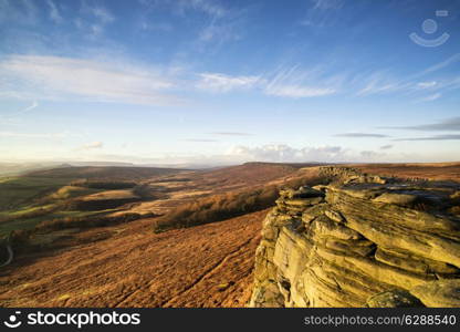 Beautiful late evening Autumn evening over Stanage Edge Peak District