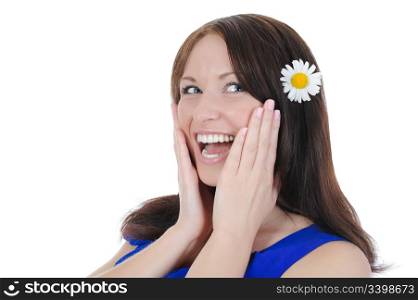 Beautiful laughing girl. Isolated on white background