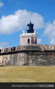 Beautiful lighthouse at the fort in Old San Juan.