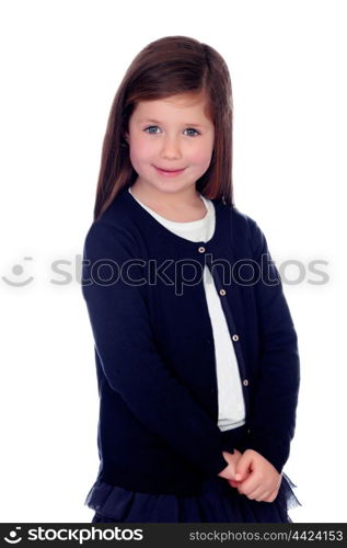 Beautiful little girl isolated on a white background